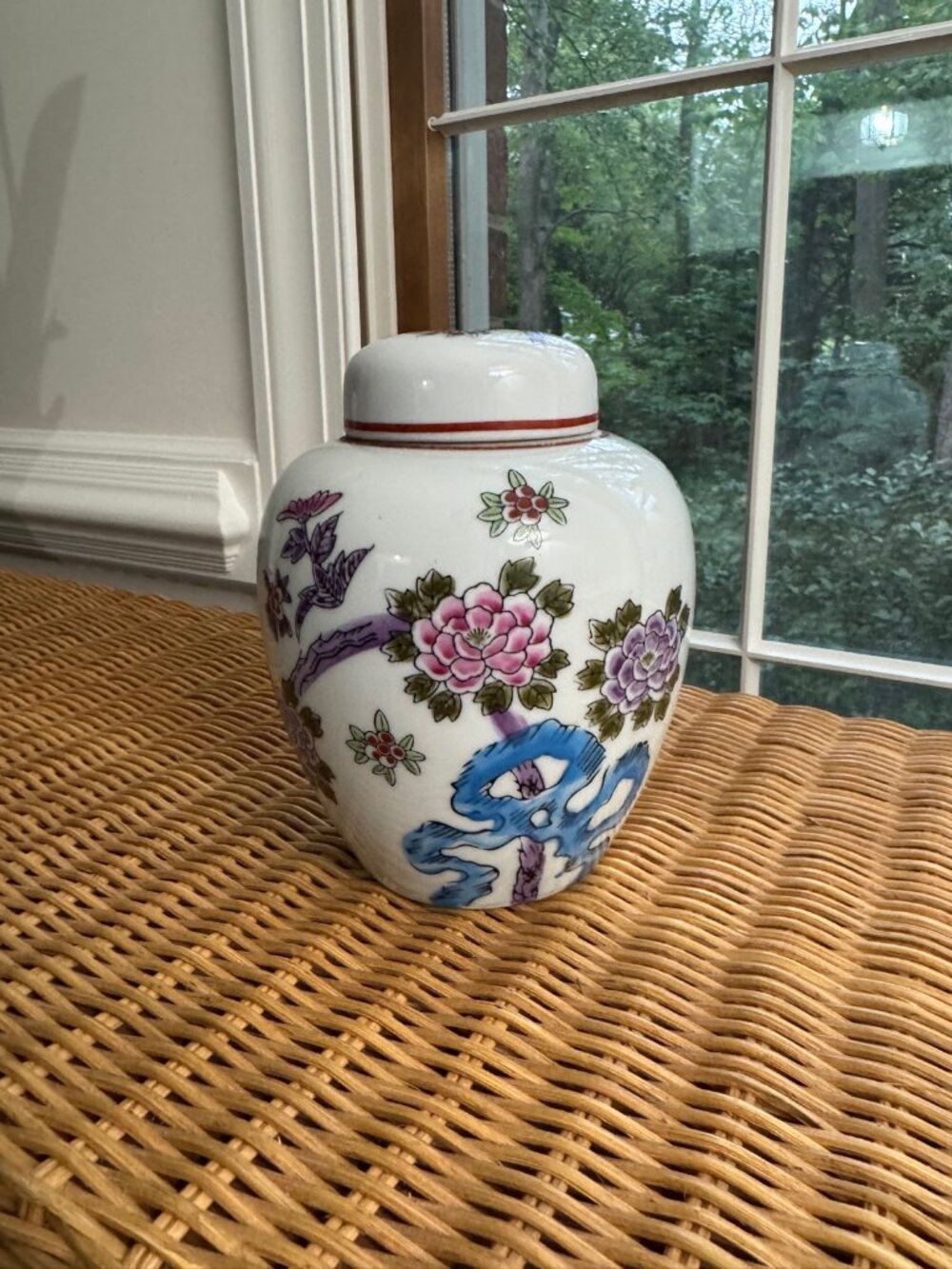 Japanese Floral Ginger Jar with Lid